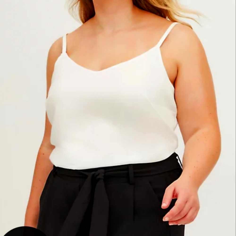 AVA - WHITE STRETCH CHALLIS CAMI